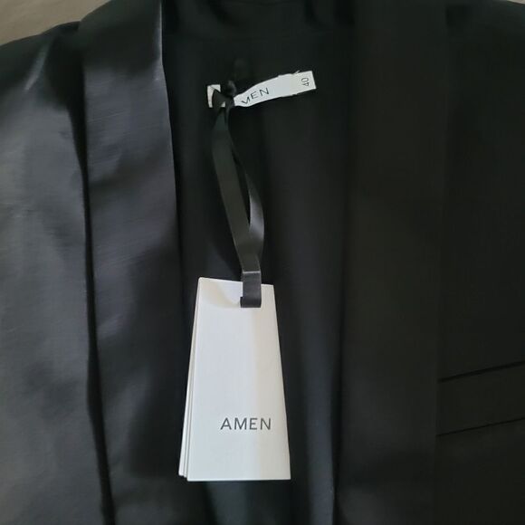 NEW AMEN Couture satin black blazer 6 S - Picture 11 of 15